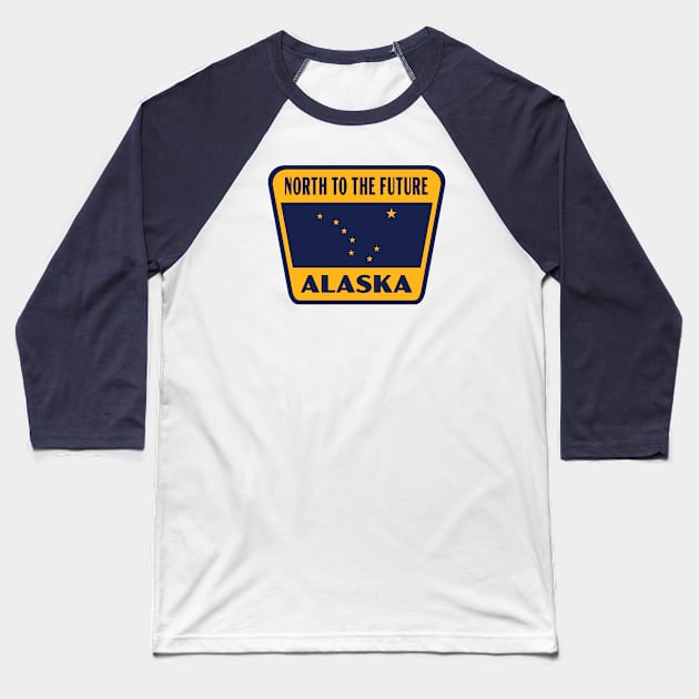 North to the Future Alaska Retro Star Badge (Yellow) Baseball T-Shirt by deadmansupplyco